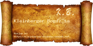 Kleinberger Bogáta névjegykártya